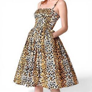 Bernie Dexter Paris Dress Leopard Print Retro Repro Swing Rockabilly Pinup | M